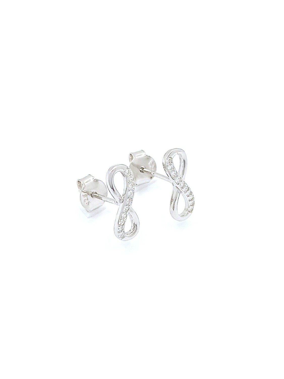 Silver 925 infinity white stone stud earrings