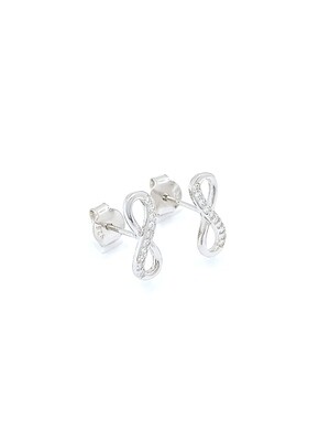 Silver 925 infinity white stone stud earrings