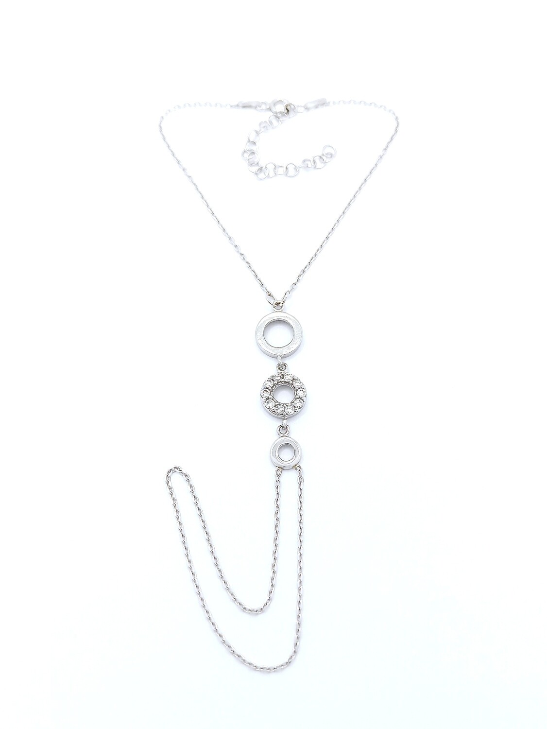 Silver 925 3 circle stone bracelet ring