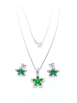 Silver 925 SET flower pendant and earrings