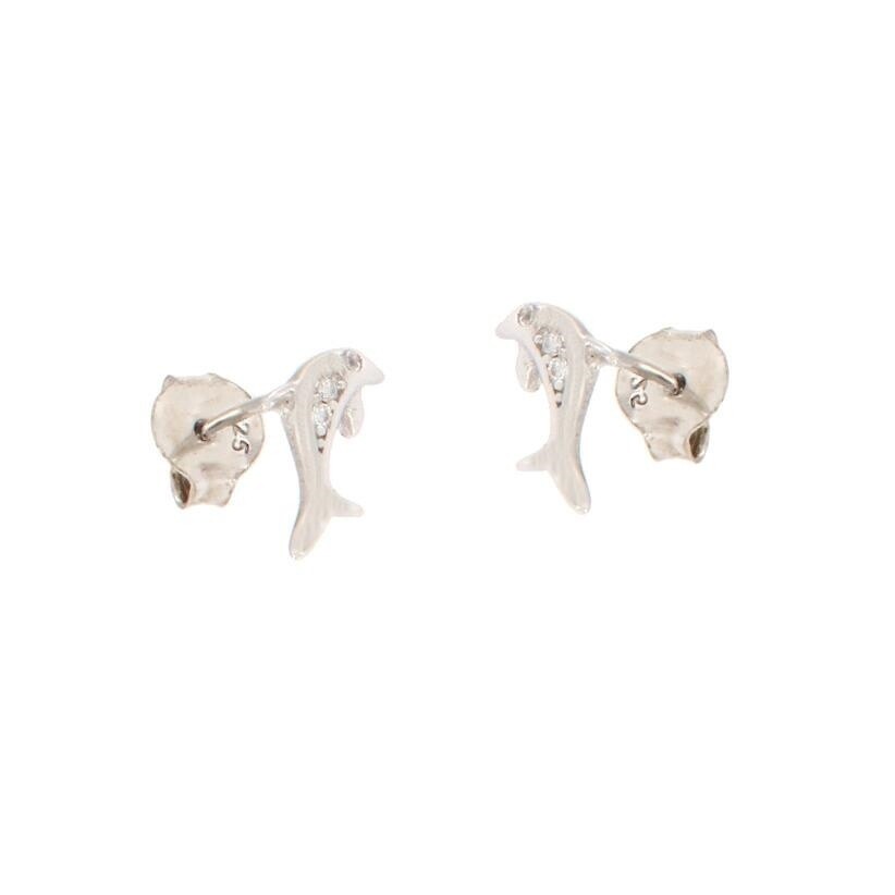 Silver 925 dolphin design stud earrings, MODEL-SIZE: 1-Height: 0.8cm -width: 0.5cm