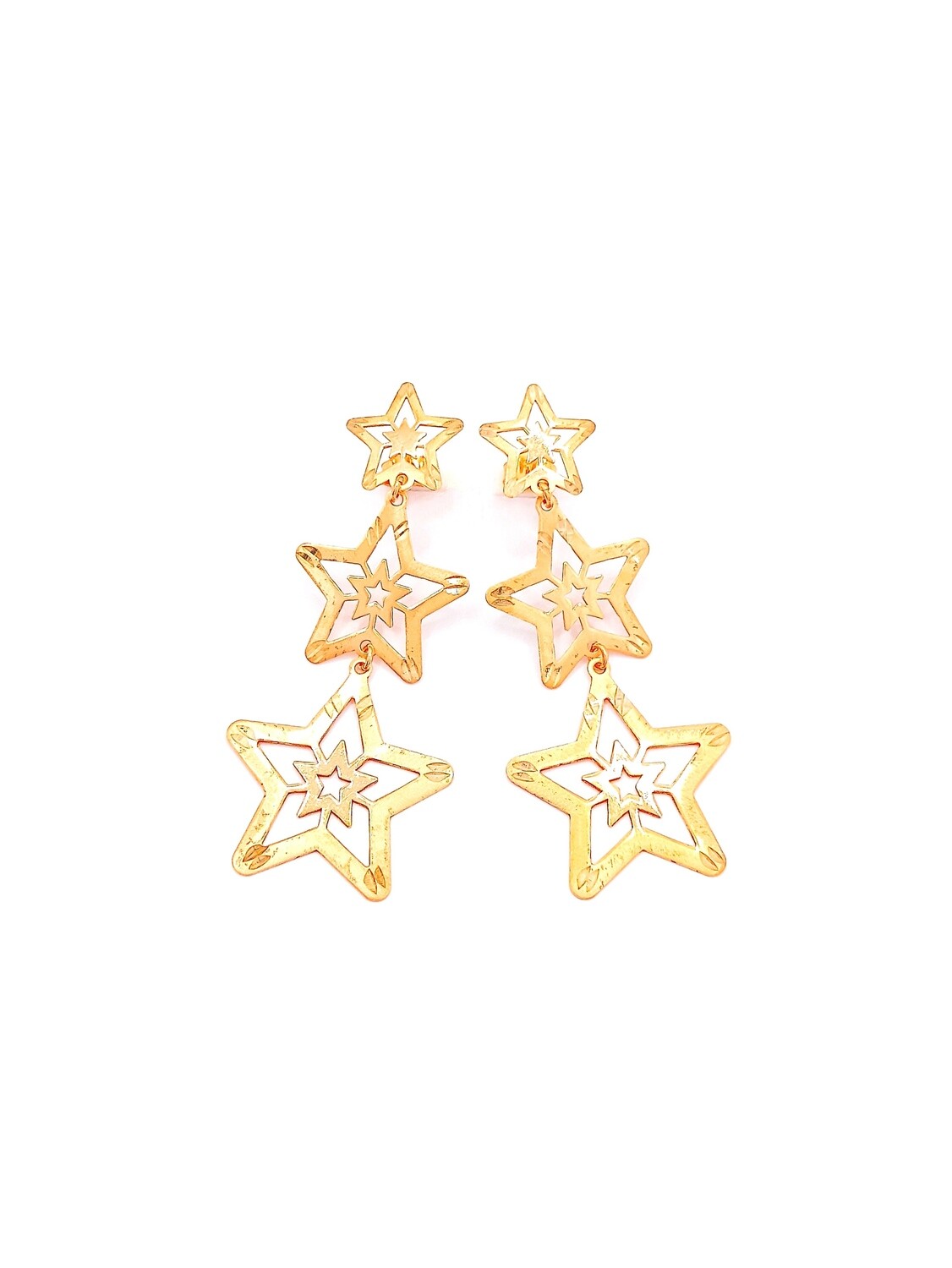 Silver 925 3 star or  circle diamond scratch earrings