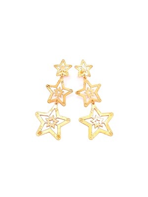 Silver 925 3 star or  circle diamond scratch earrings