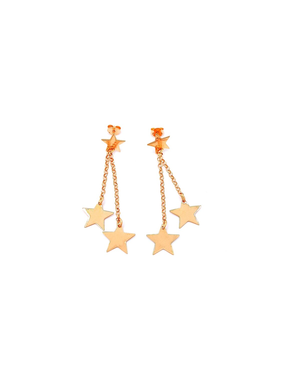 Silver 925 dangling star triangle dolphin earrings, MODEL-COLOR-SIZE: 1-Rose gold plated-Earring Height : 5.5cm-Width : 1.3cm