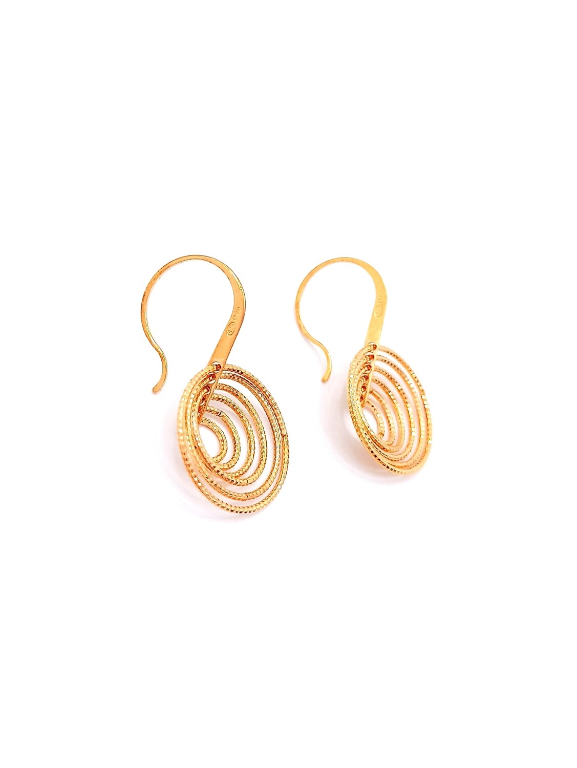 Silver 925 6 circles diamond cut rose earrings