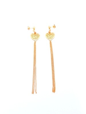 Silver 925 heart long chains rose earrings