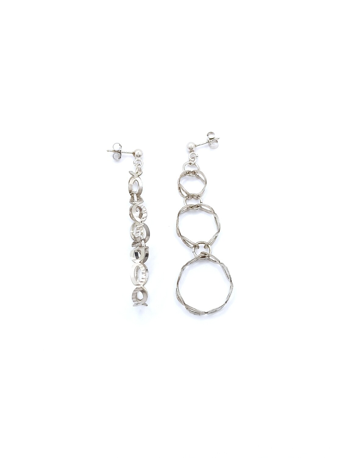 Silver 925 long circles infinity earrings