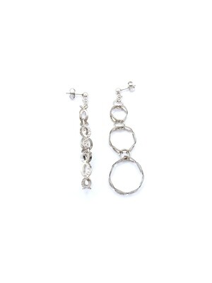 Silver 925 long circles infinity earrings