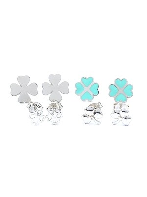 Silver 925 four-leaf clover (Quadrifoglio) stud earrings