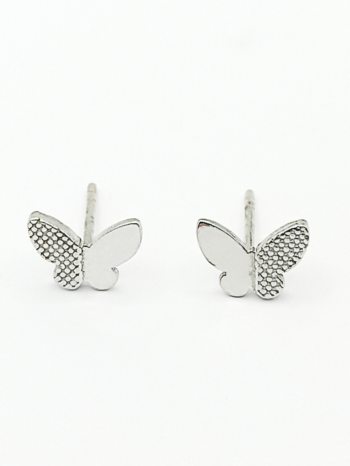 Silver 925 butterfly stud earrings, MODEL-SIZE: 1-Height: 0.7cm-Width: 0.9cm