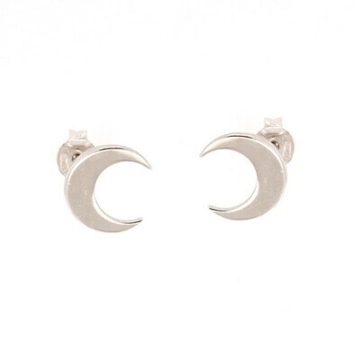 Silver 925 moon star stud earrings, MODEL-SIZE: 1-Height: 0.5cm-Width: 0.6cm