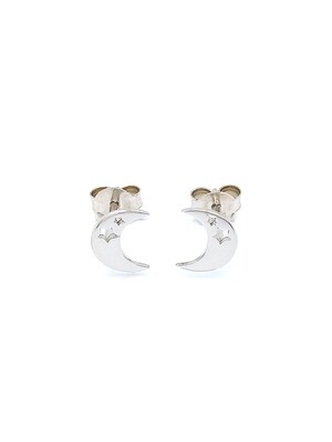 Silver 925 moon star stud earrings