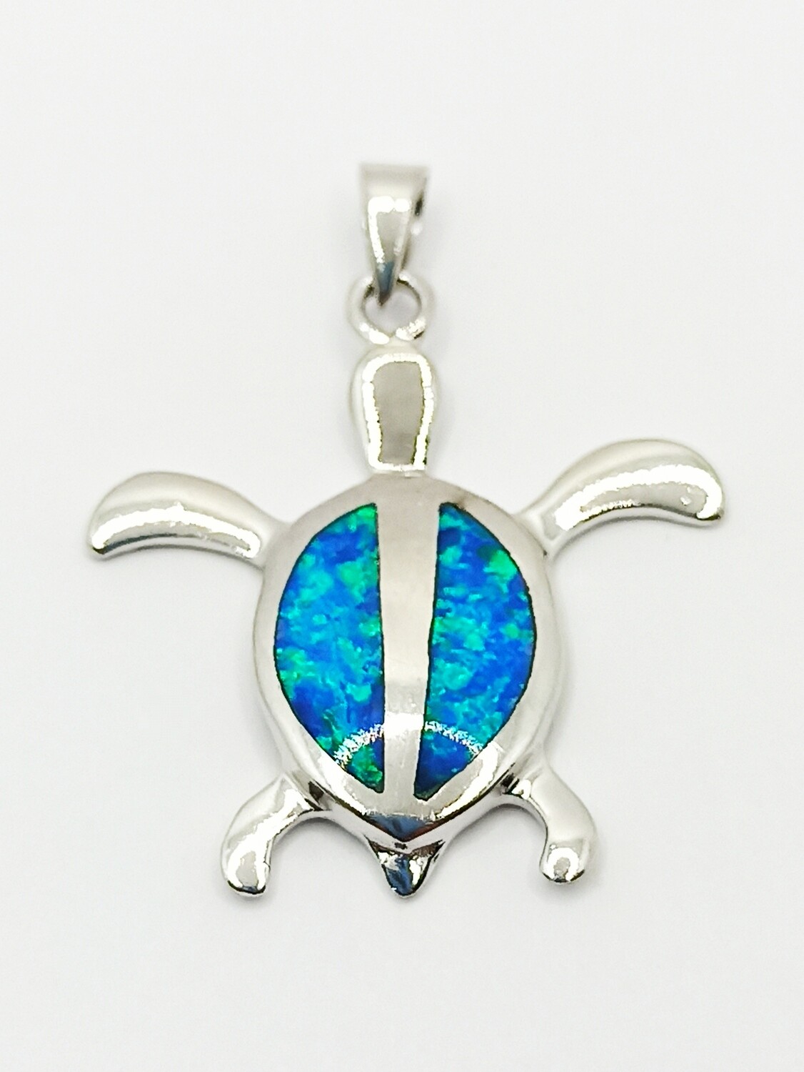 Silver 925 Opal blue turtle pendant, MODEL-SIZE: 1 Pendant length : 3cm-Width: 2.5cm