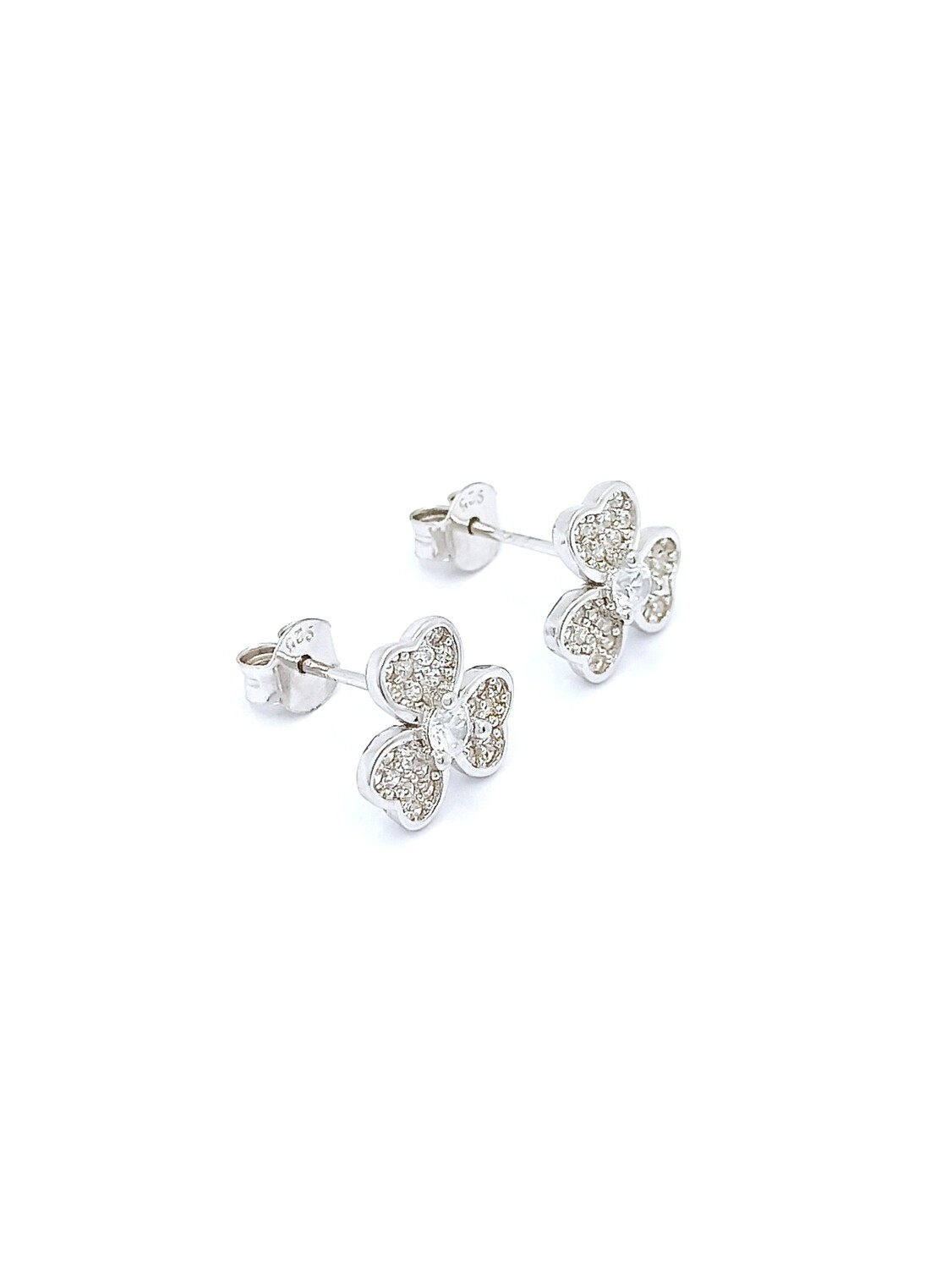 Silver 925 trefoil or four-leaf clover stud earrings
