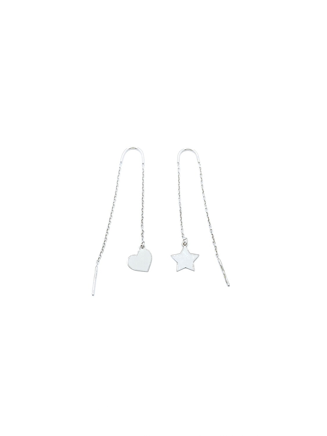 Silver 925 long star or heart earrings