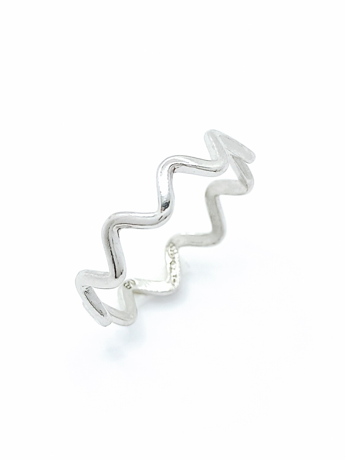 Silver 925 all over wave zig zag ring, COLOR-SIZE: 1: White gold plated-SIZE 56 EUR P UK 8 USA