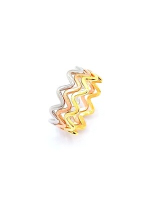 Silver 925 all over wave zig zag ring