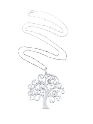 Silver 925 Tree Of Life diamond cut necklcace