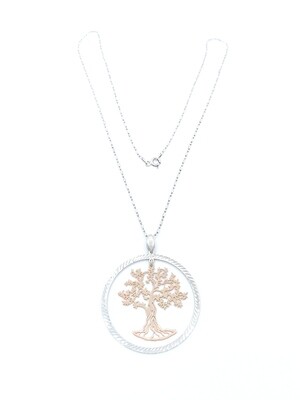 Silver 925 dangling Tree Of Life design necklcace