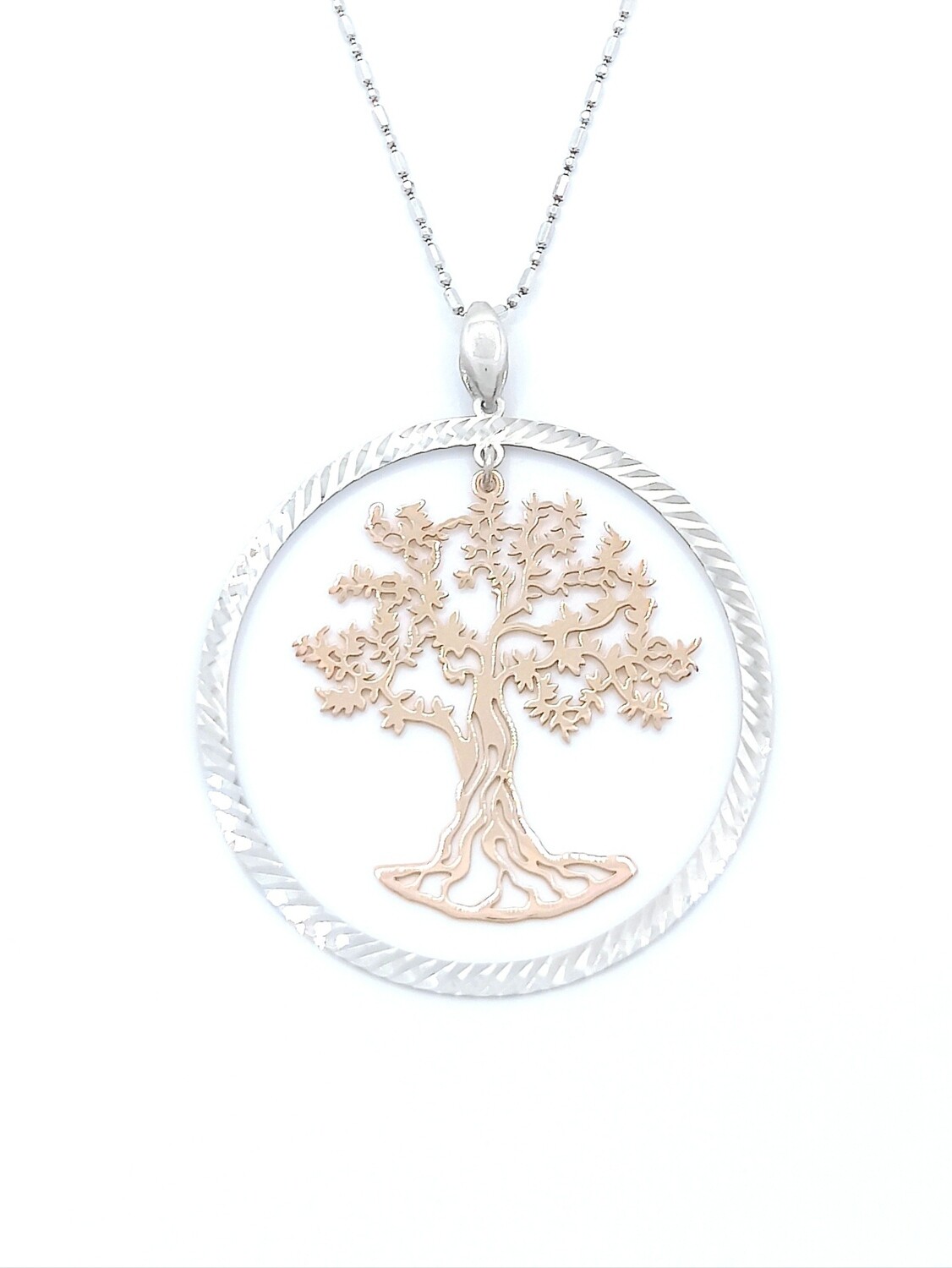 Silver 925 dangling Tree Of Life design necklcace, MODEL-SIZE-CHAIN LENGTH: 1-Pendant 4.3cm (5x4.3cm) -Chain Length: 45cm