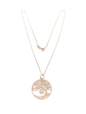 Silver 925 Tree Of Life design rose necklcace