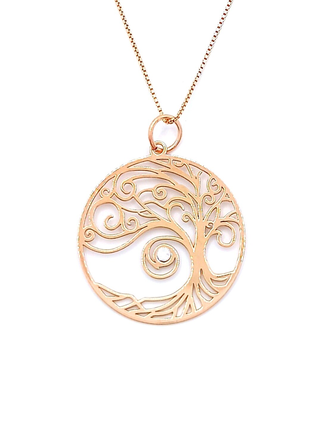 Silver 925 Tree Of Life design rose necklcace, MODEL-SIZE-CHAIN LENGTH-STONE: 1 Pendant size: 2.5cm-Chain Length: 42cm-Stone : Swarovski