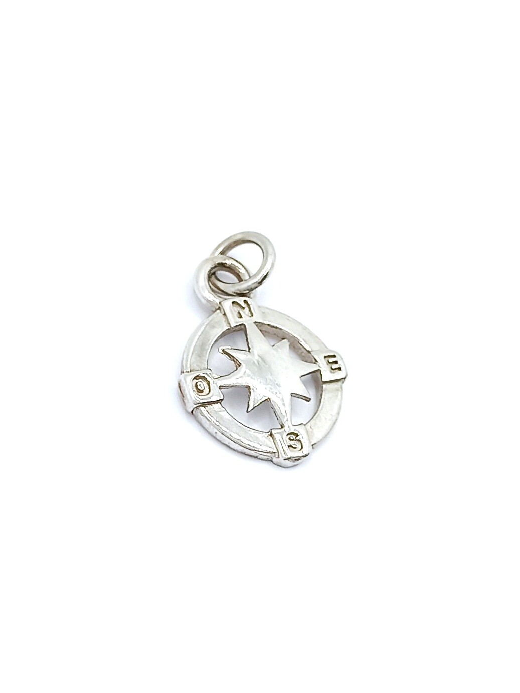Silver 925 handmade Northern Star-Compass pendant, MODEL-COLOR-SIZE: 1-White gold plated-Pendant size: 2.4x1.5cm