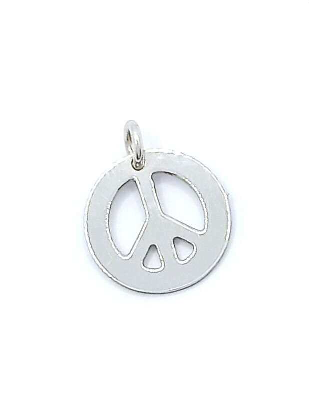 Silver 925 Peace or Yin-Yang pendant, MODEL-SIZE-COLOR: 1-Pendant Height: 1.6cm-Width: 1.3cm-White gold plated
