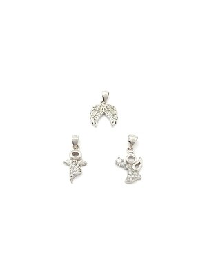 Silver 925 white stone angel pendant