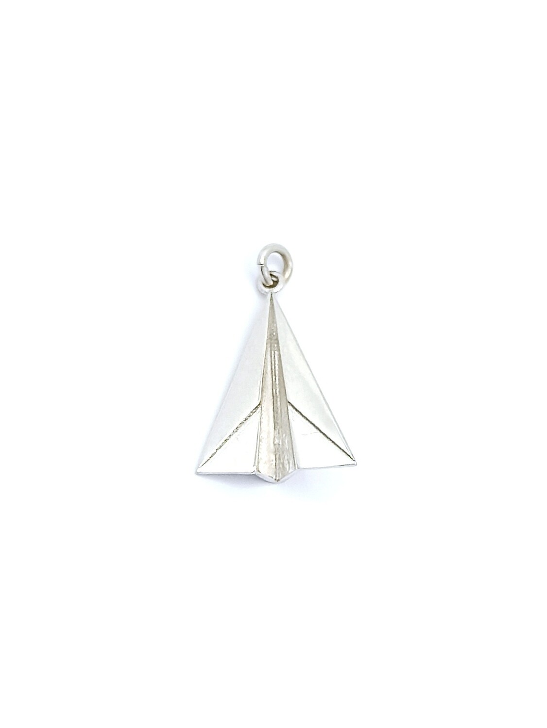 Silver 925 paper airplane pendant-bracelet charm, COLOR: 1  White gold plated