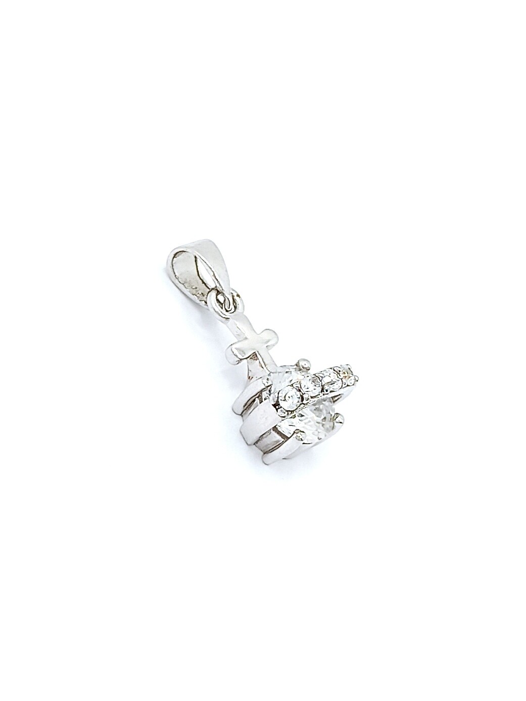 Silver 925 single white stone pendant, MODEL-SIZE: 1 Pendant Height: 1.9cm- Width: 0.9cm