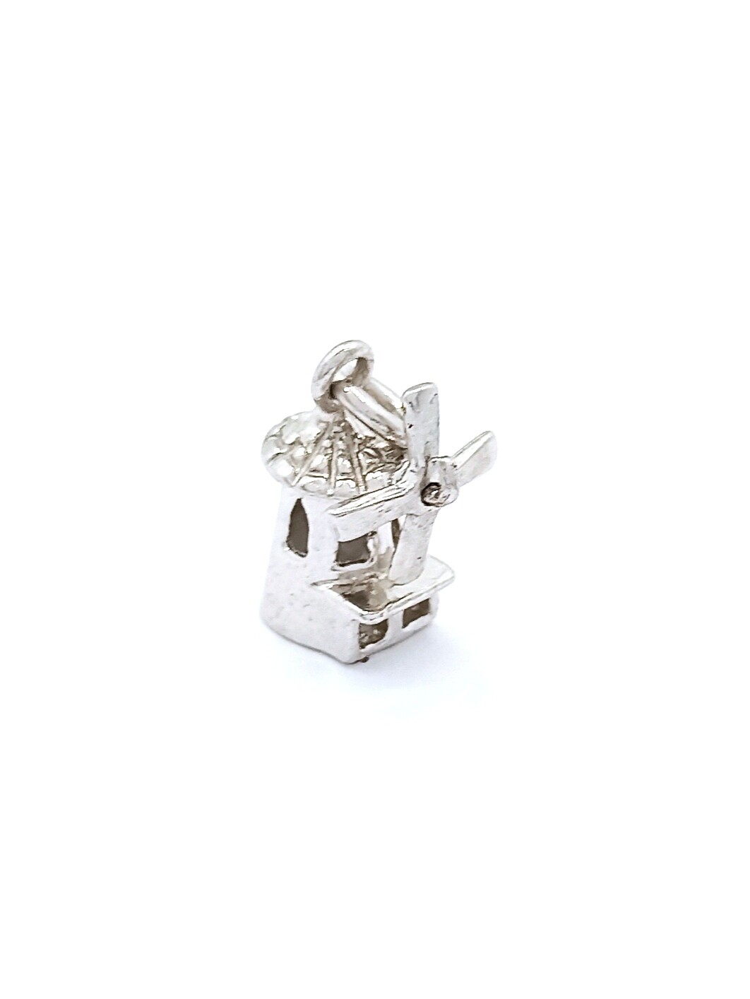 Silver 925 movable windmill pendant-bracelet charm, MODEL-COLOR: 1 White gold plated