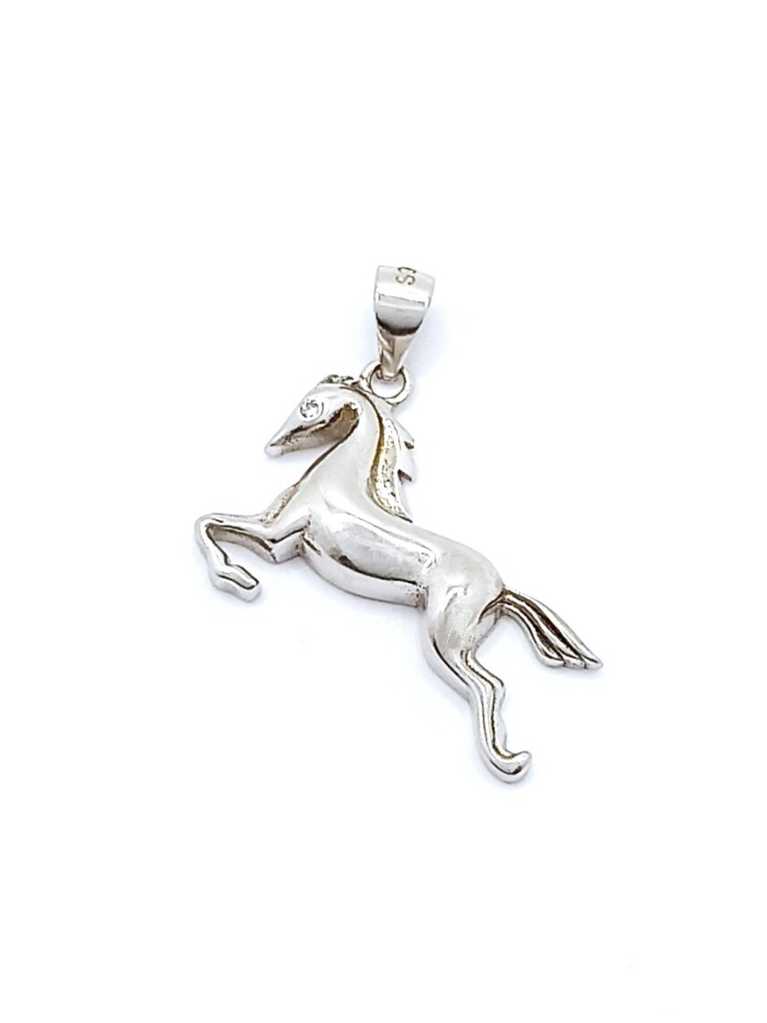 Silver 925 handmade horse pendant, MODEL-SIZE-COLOR: 1 Pendant height : 2.7cm-Width : 2.3cm-White gold plated
