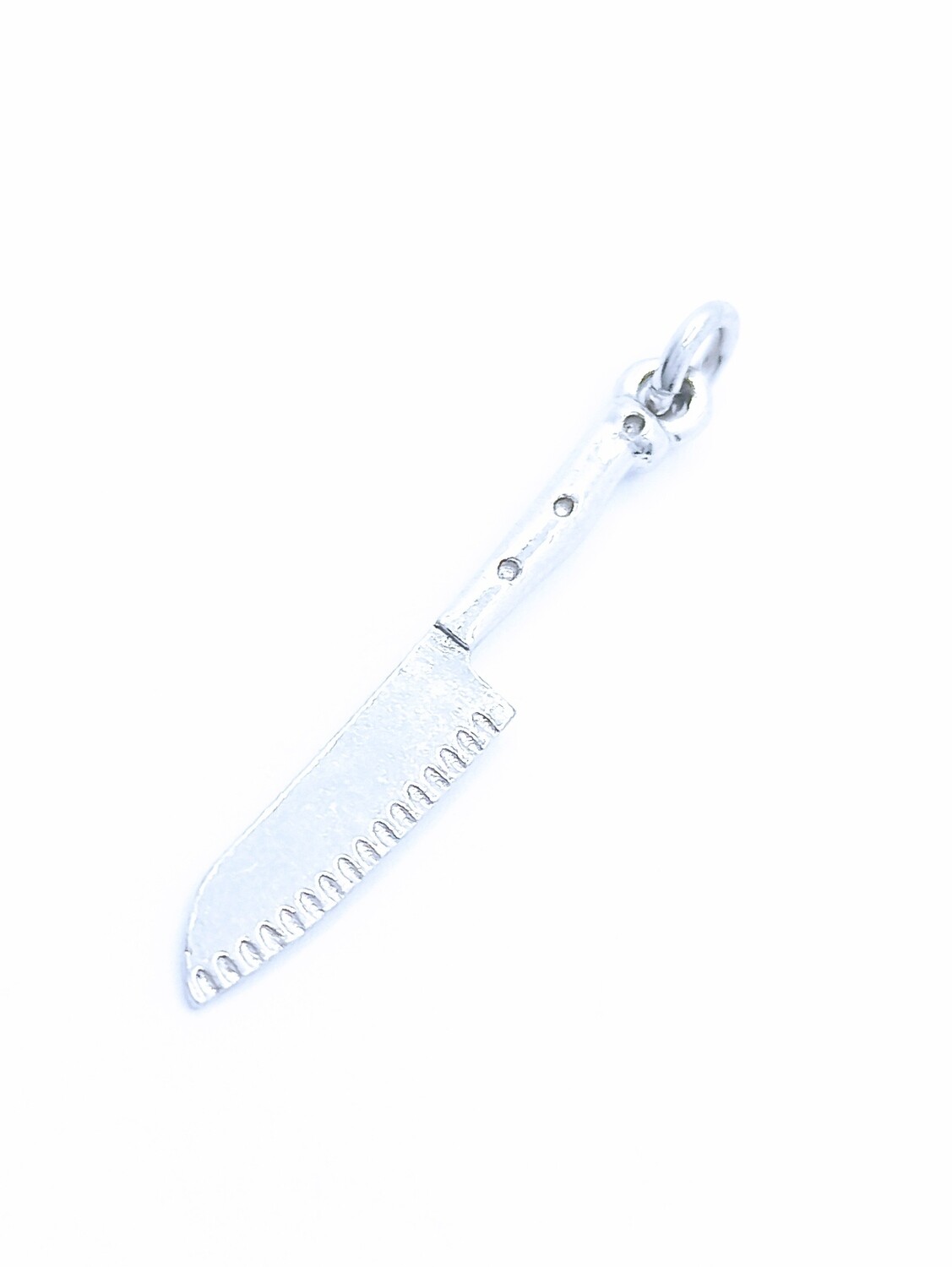 Silver 925 Damascus chef hat or chef knife pendant, MODEL-COLOR: 1-White gold plated