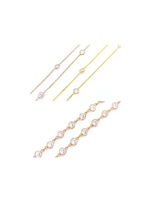 Silver 925 stone rose or gold necklace