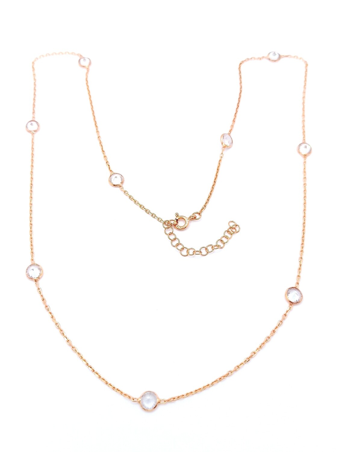 Silver 925 stone rose or gold necklace, MODEL-COLOR-STONE QUANTITY: 1-Rose gold-9 Stone