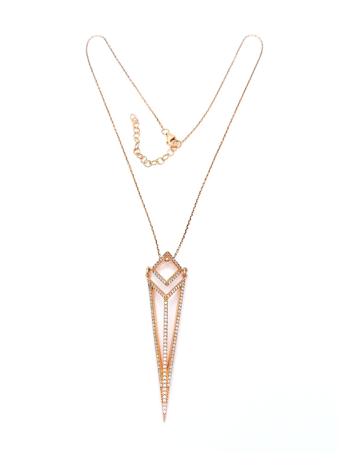 Silver 925 modern design rose necklace white stone