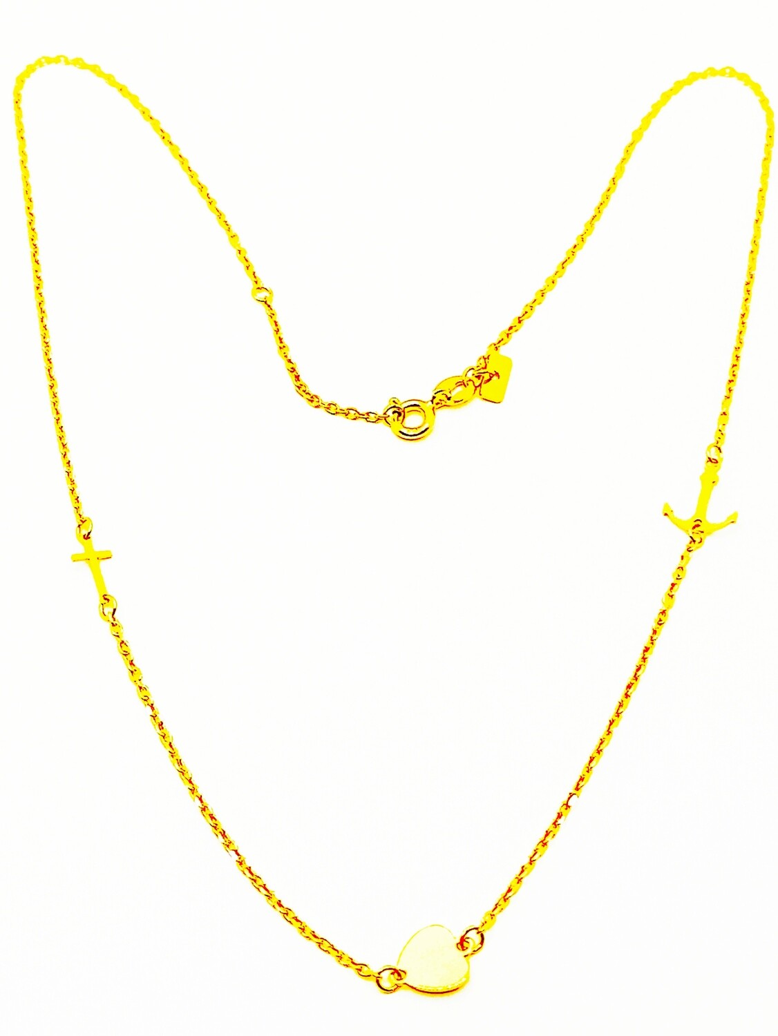 Silver 925 cross-heart-anker necklace, MODEL-COLOR: 1 Gold plated