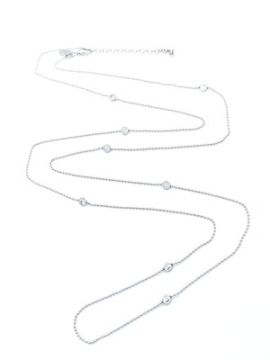 Silver 925 long 16 or 8 dangling stone necklace
