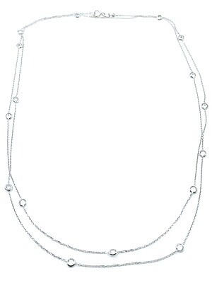 Silver 925 long 16 or 8 dangling stone necklace, MODEL- CHAIN LENGTH: 1- LENGTH: 95cm