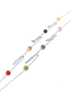 Silver 925 15 or 7 colorful stone long necklace