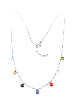 Silver 925 dangling pennie stone necklace