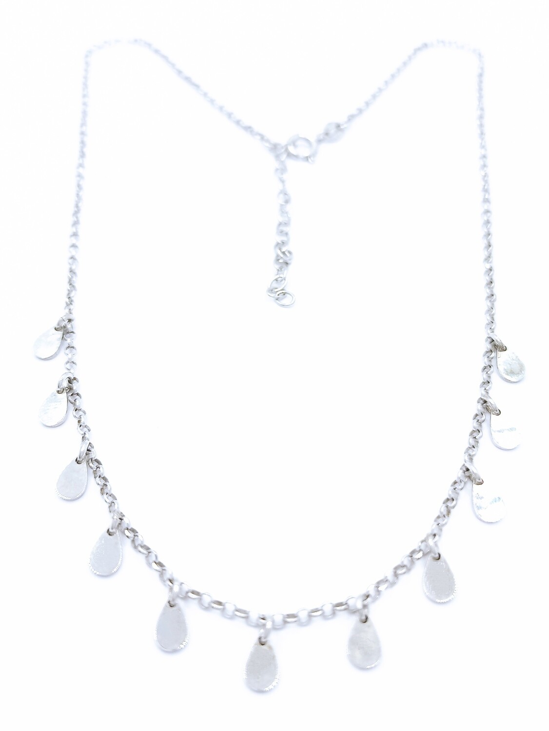 Silver 925 11 tear pennie necklace, MODEL-DESIGN-COLOR: 1-Tear pennie-White