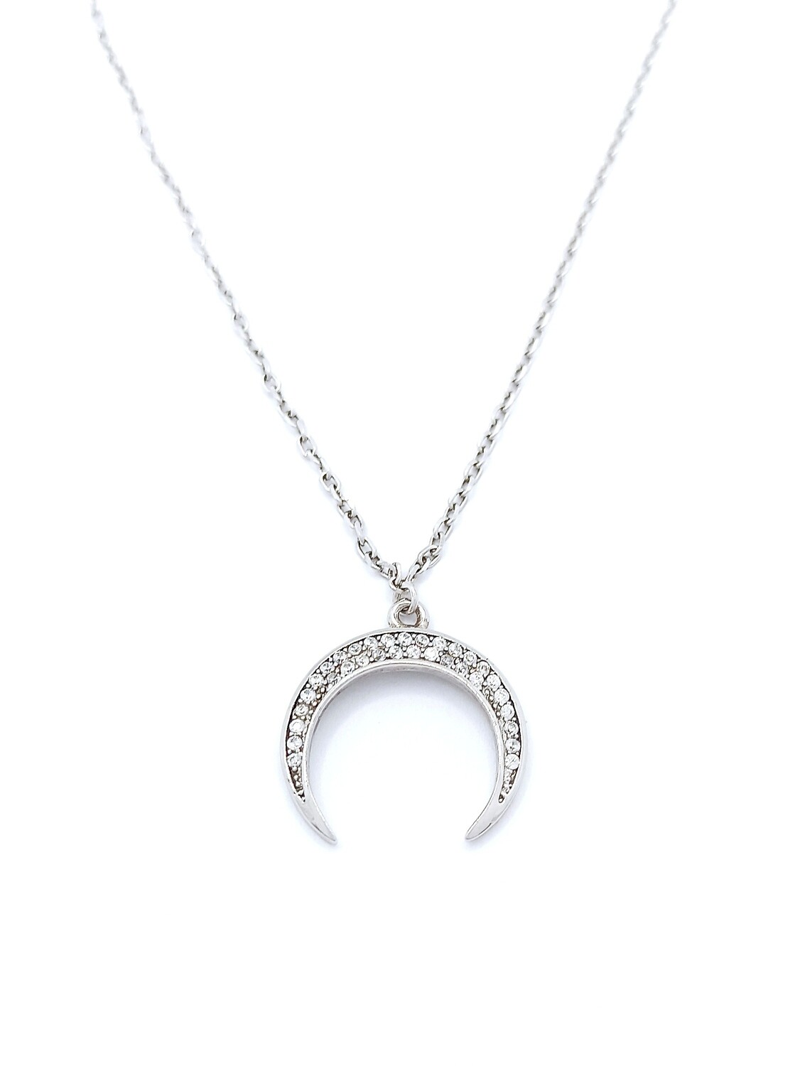Silver 925  star moon plain necklace, MODEL: 1-MOON