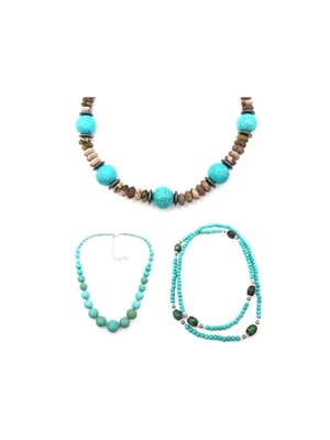 Silver 925 turquoise &amp; pearl stone necklace