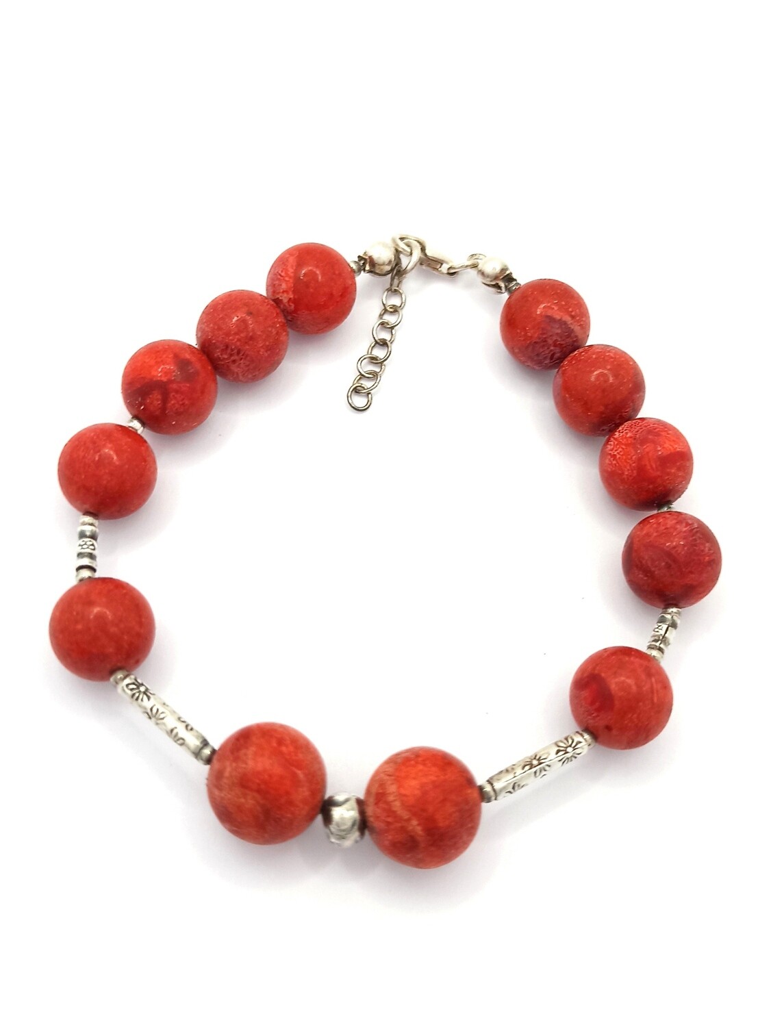 Silver 925 red coral or amethyst stone bracelet, MODEL-BRACELET LENGTH: 1-Length: 20+2cm Adjustable