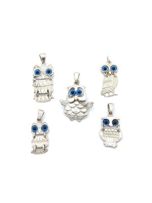 Silver 925 handmade owl bird design pendant