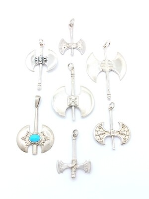 Silver 925 solid double axe pendant