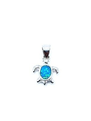 Silver 925  Opal blue or white small turtle pendant, MODEL-STONE COLOR-SIZE: 1-Blue fire Opal-Pendant Height : 1.8cm-Width :1cm