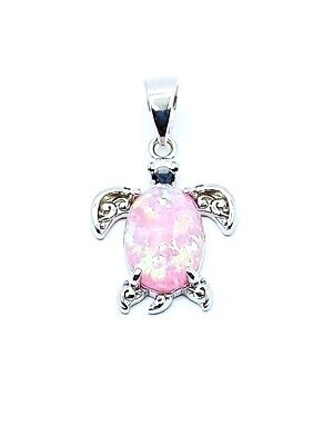 Silver 925 Opal blue or pink turtle pendant, MODEL-STONE COLOR-SIZE: 1-Pink fire Opal-Pendant Height : 2.4cm-Width :1.4cm